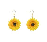 2D Handmade Resin Sunflower Drop Earrings Unique Handmade Bohemian Sunflower Dangle Drop Yellow Flower Sunflower Statement Simple Daisy Flower Earring Jewelry Gifts for Women