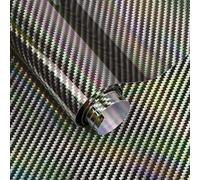 2D Holographic Carbon Fiber Vinyl Wrap, Foneso High Gloss Silver Rainbow Chrome Wrapping Vinyl Film with Air Release Technology Auto DIY Paint Replacement Wrap Roll 1ft x 10ft
