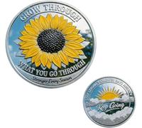 2D Inspirational Sunflower Challenge Coin - Grow Through What You Go Through | Motivational Pocket Token for Encouragement, Recovery Milestones & Daily Strength Gift (B 5PCS)
