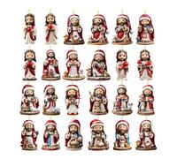 2d Jesus Christmas Countdown Calendar, With 2d Festive Design, Acrylic Material, 24-Day Countdown Jesus-Theme, Acrylic Christma Hanging Ornaments, Easy To Use And Display, For Home, Wall, Gathering,