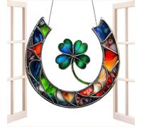 2D Lucky Clover Ornament - Horseshoe Clover 2D Acrylic, Lucky Horseshoe Clover Ornament Made of Acrylic, Sunlight Catching, Flat, Rustic Decoration Pendant for Wedding, Birthday
