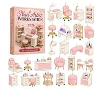 2D Nail Advent Christmas Calendars 2026 With 24pcs Acrylic Ornaments | 24 Days Funny Nail Design Countdown Calendar For Girls Teen Family Home Office Tree Wall Window Party