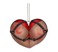 2D Naughty Heart Harness Ornament, hristmas Bold & Hilarious Tree Decor, Bold & Hilarious Christmas Tree Decor, 2D Acrylic Naughty Christmas Hanging Decorations (Red)