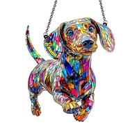 2D Personalized Dachshund Window Hanging Suncatcher Ornament, Sun Catchers Decor For Indoor Outdoor Garden, Stain Acrylic Window Ornament Vibrant Sun Catcher for Home, Garden & Nursery (8 INCH)