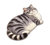 2D Printed Realistic Cat Shaped Bath Mat Soft Absorbent Area Rug 40x60cm (Gray)