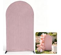 2D Printed Ripples Party Arch Covers Arched Backdrop Cover Stretchy Cover for Party Decoration Round Top Frame Spandex Cover (Pink Cover456,6.5x3.3ft)