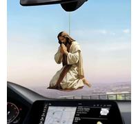 2D Retro Jesus Car Hanging Decor, 2Pcs Acrylic Flat Mirror Ornament for Auto Interior, Christmas Religious Home Accessories, Jesus Ornament Religious Gift for Truck Driver (style C)