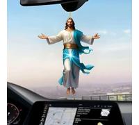 2D Retro Jesus Car Hanging Decor, 2Pcs Acrylic Flat Mirror Ornament for Auto Interior, Christmas Religious Home Accessories, Jesus Ornament Religious Gift for Truck Driver (style B)