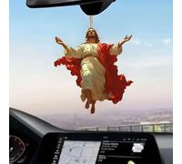 2D Retro Jesus Car Hanging Decor, 2Pcs Acrylic Flat Mirror Ornament for Auto Interior, Christmas Religious Home Accessories, Jesus Ornament Religious Gift for Truck Driver (style A)