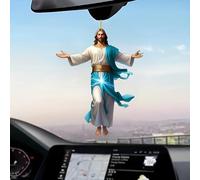 2D Retro Jesus Car Hanging Decor, Divine Journey Hanging Ornament, Acrylic Flat Mirror Ornament for Auto Interior, Faith & Peace Gift for Driver, Compact Religious Car Decoration (5 Pcs)