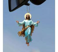 2D Retro Jesus Car Hanging Decor,Faith Gift for Christian,Acrylic Flat Mirror Ornament for Auto Interior,Divine Journ-ey Hanging Ornament,Jesus O-rnament Religious Gift for Truck Driver