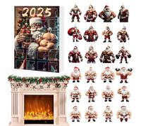 2D Santa Claus for 2025-24 Day Acrylic Ornament Set for Christmas Tree Decoration, Suitable for Living Room Display, Children's Countdown and Holiday Party Decor, 26 x 18 cm
