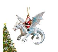 2D Santa Riding a Flying Dragon Decor, Dragon Christmas Tree Ornaments, Funny 2D Acrylic Festive Decorations, Collectible Santa Christmas Ornaments, for Wall Window Backpack
