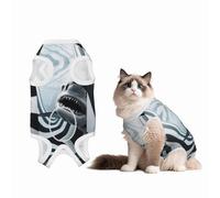 2D Shark Dog Surgery Suit Recovery Suit, 100% Cotton Breathable Full Body Dog & Cat Surgical Suit with Cute Prints, Alternative to Cone for Spay Neuter Wound Care, Male & Female Pets X-Large