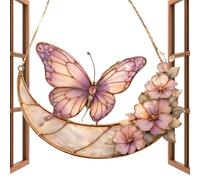 2D Tinted Small Pendant | Moon Light Catcher Hanger - for Garden, Patio, Balcony, Butterfly Acrylic | Moonlight Window Tree Window Salo