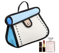 2D TIP - 7.09x9.06x3.54 Inch TOTE crossbodyAlla , Female Handbag, Elegant Long Lasting Shoulder Bag | Creative Cartoon Style Bag For Daily Use, Travel D, Blue, riferimento alla descrizione