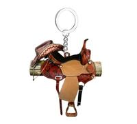 2D Western Horse Saddle Keyring Saddle Acrylic Car Pendant Key Ring Hanging Saddle Key Ring Acrylic Cowboy Horse Saddle Car Key Ring Men Women Flat, d, Siehe Beschreibung