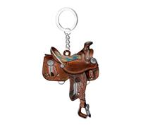 2D Western Horse Saddle Keyring Saddle Acrylic Car Pendant Key Ring Hanging Saddle Key Ring Acrylic Cowboy Horse Saddle Car Key Ring Men Women Flat, E, Siehe Beschreibung