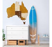2D Wooden Map of Australia - Multilayered, Multicolour Stained Wood, Engraved Names - Wall Decoration for your office, living room, hallway (27.6×21.7 inch (70×55 cm))