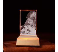 2D3D personalized crystal photo heart with light base custom engraved crystal photo cube 3D picture in glass gifts (Small Cube)