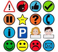 2DOBOARD Fridge Magnets, Pack of 16, 5 x 5 cm, Colourful, Decorative Emojis, Funny Coloured for Fridge, Magnetic Board, Whiteboard, Pin Board