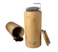 2Droids Air-tight bamboo container for coffee pods, coffee pads, coffee grounds, coffee beans. Compatible with Senseo, Hamilton Beach, Illy, and other pantry items. [Pack of 1]