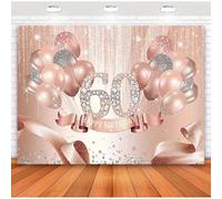 2DRose Gold "Happy 60th Birthday" Ladies' Background Decorations Glitter Ribbon Balloons Dot Photography Background Shin