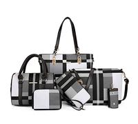 2E-youth Women's Set Tote Handbag Satchel Shoulder Bag Purse, Black, White, Grey, L