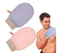 2er Exfoliating Gloves Set - Effectively Removes Dead Cells, Smooth/Soft Skin and Improved Circulation. Ideal for Shower/Bath, Pink,Purple Grey