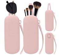 2er Pack Cosmetic Bags,Travel Portable Makeup Bags Make up Brush Holder, Silicone Cosmetic Brush Pouch with Magnetic Buckle, Waterproof Drawstring Eyeglass Cases, Sunglass Organizer, pink, Travel