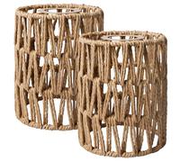 2er Pack Rattan Lampshade, Rattan Boho Lampshade, Paper Lampshades for Floor Lamps and Ceiling Lights, Cylinder Handwoven Lampshade for Floor Lamps Pendant Light Wall Sconces Chandelier Light Fixture