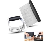 2er Pack Stainless Steel Pastry Blender Cutter and Bench Scraper Set, Efficient Multipurpose Kitchen Baking Tool with Ergonomic Grip Handle for Nut, Pie and Dough Processing (Cutter & Scraper)