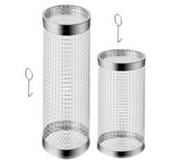 2er Set Cylindrical Grill Basket Round Stainless Vegetable Grillnetz With Hook