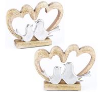 2er Set Decoration Object Silver Table Heart Present Love Gift
