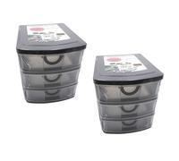 2er Set Drawer Box Plastic 19x14, 5x16 CM 3 Drawers Organizer Stackable