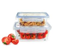 2er Set Sealed Containers 1,5L +1000ml Lunchbox Storage Lunch Box Glass Jar