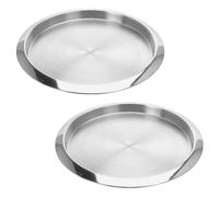 2er Set Stainless Steel Serving Tray Ø 35 CM Silver Round Deco Tray Waiter Tray