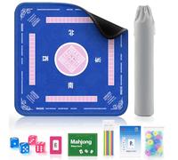2F22E American Mahjong Mat Set, 32.4”x32.4” Non-Slip Waterproof Mahjong Table Mat with Storage Bag, Dice, Wind Marker, Rules Cards & Scoring Chips, Noise Reducing Travel Mahjong Accessories