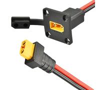 2FT 10AWG XT90 Panel Mount Cable XT90 Heavy Duty Male to Female Connector for Solar Generators/LiPo Batteries/FPV Drones Waterproof Anti-Spark Design for Portable Power Stations and RC Applications