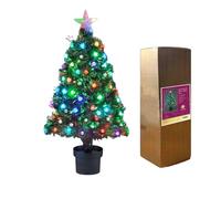 2Ft/60cm Fibre Optic Christmas Tree with Star Topper - Diamond LED Lights Decorations - Pre-Lit Green Artificial Xmas Tree - Multicolor Changing Lights