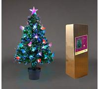 SHATCHI 2Ft/60cm Fibre Optic Christmas Star Topper-LED Butterfly Decorations-Pre-Lit Green Artificial Xmas Tree-Multicolor Changing Lights, PVC, 60 cm