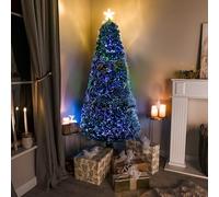 2ft - 7ft Green Pin Prick Fibre Optic Christmas Tree with Multi Coloured Fibre Optic Lights (5FT)
