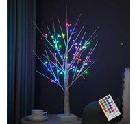 2FT Artificial Tree with LED Light Tabletop Lamp RGB Colour Christmas Tree for Birthday Wedding Party Decoration (72LT RGB Birch)