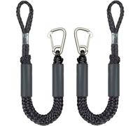 2FT Bungee Dock Line Boat Accessories 2pcs Fender Lines with 316 Stainless Clip for Boat Bumper/Boat Fender for Mooring for Jet Ski, Seadoo, Yamaha (Black, 2Feet)