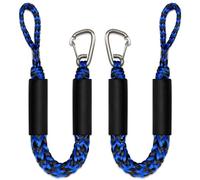 2FT Bungee Dock Line Boat Accessories 2pcs Fender Lines with 316 Stainless Clip for Boat Bumper/Boat Fender for Mooring for Jet Ski, Seadoo, Yamaha (Blue&Black, 2Feet)
