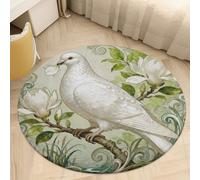 2ft Circle Rug Non Slip Bath Rug Soft Stain Resistant Coral Velvet Pigeon Magnolia Bloom Carpet for Under Round Table Washable Indoor Floor Mat for Living Room Bedroom Nursery Home Office Decor