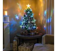 2ft Green Fibre Optic Tree with Multicoloured LED's and Fibres and Baubles