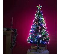 2ft Green Multi Coloured Fibre Optic Christmas Tree Xmas Home Decoration With White Star & Base Pot
