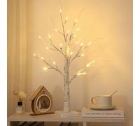 2FT Lighted Birch Tree for Tabletop, Christmas Tree with Lights, Warm White 24 LEDs Birch Tree Light for Christmas Decorations Indoor Bedroom Home Wedding Holiday Thanksgiving Gifts