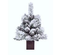 2ft Pre-lit Christmas Tree Artificial Xmas Tree with warm white Light & Retro Base X-mas Traditional Decoration for Home Doorway and Pathway 60cm White Frosty